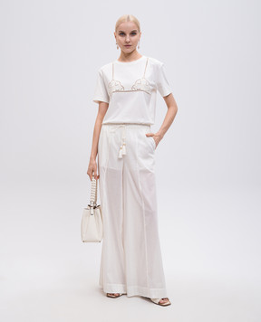 Twinset White pants with logo 251LM2PCC