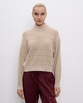 Brunello Cucinelli Beige cashmere and wool sweater with lurex MBM738204P