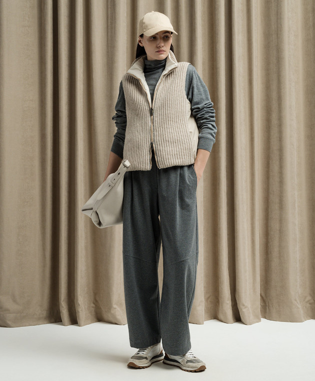 Brunello Cucinelli Beige double-sided vest with monil chain M52570006P image 3