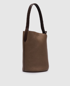 J&M DAVIDSON Beige leather bucket bag Quiver with weaving LMQB0PLTNAN