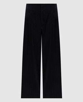Y`S Yamamoto Black striped wool pants YMP04128