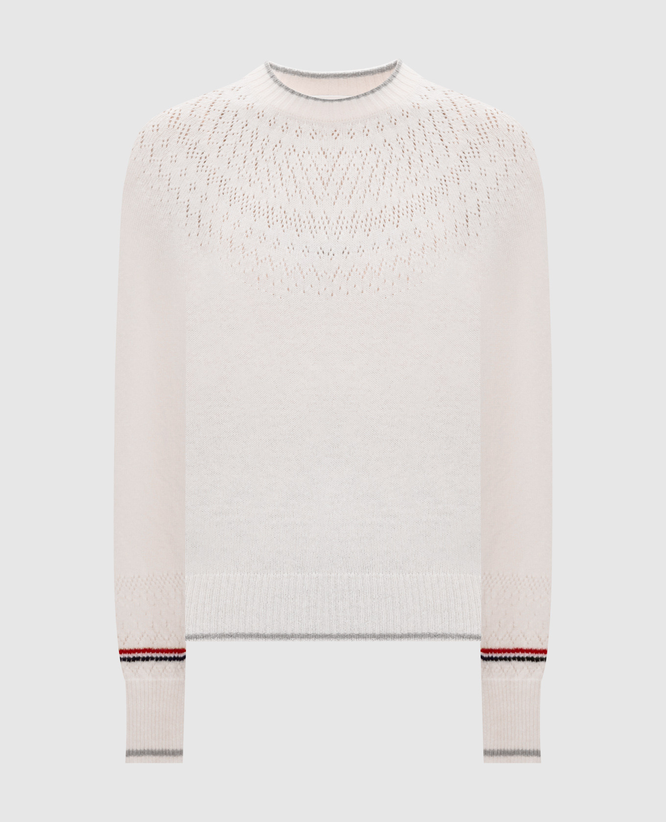 White wool sweater with openwork pattern Thom Browne