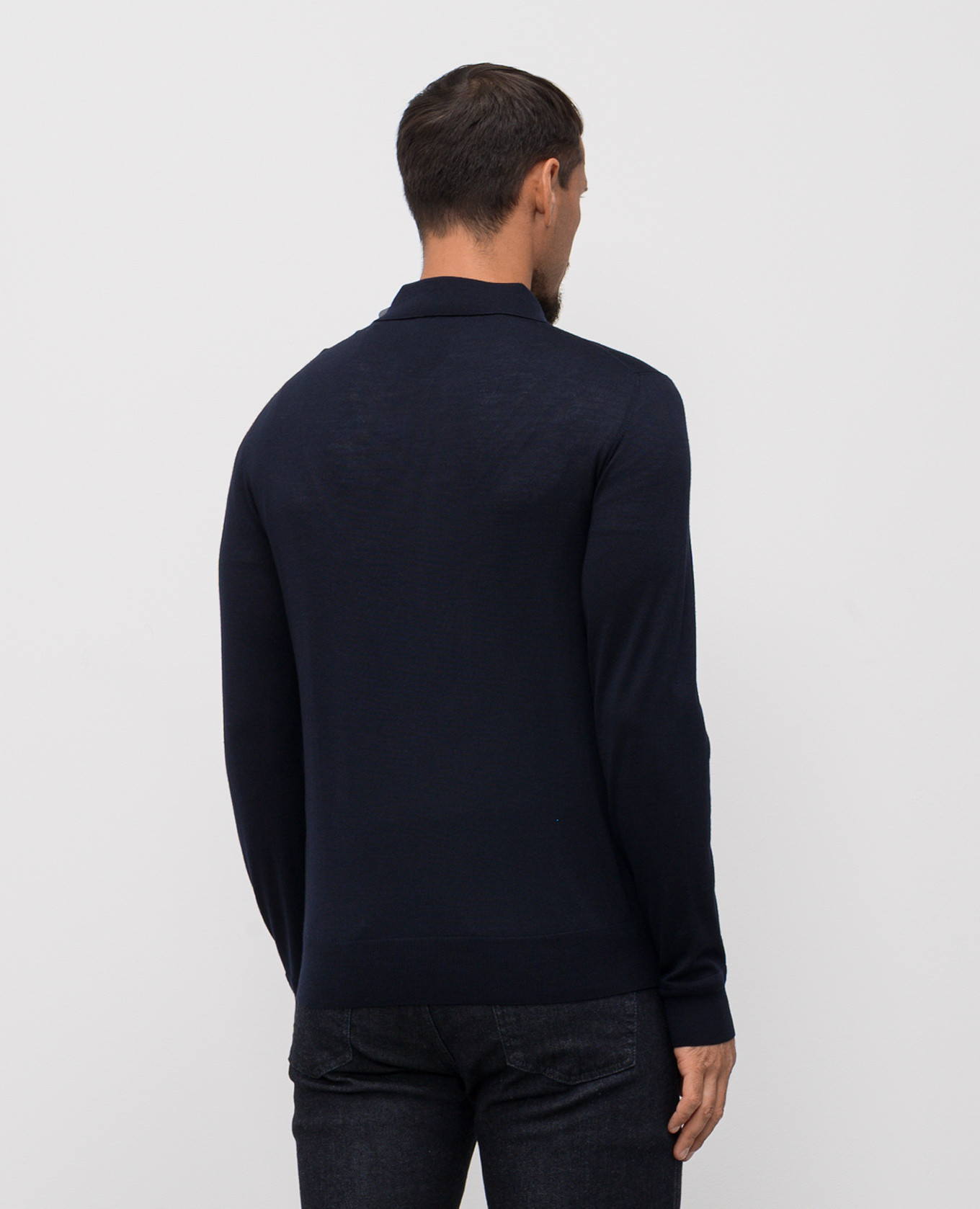 Blue wool polo shirt with embroidery ISAIA 4