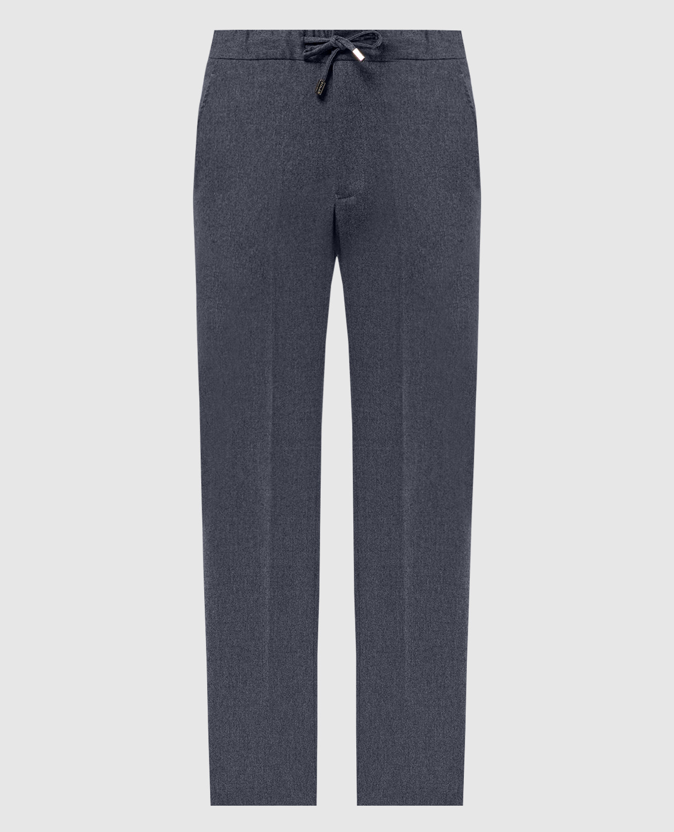 Blue wool trousers with logo engraving Enrico Mandelli