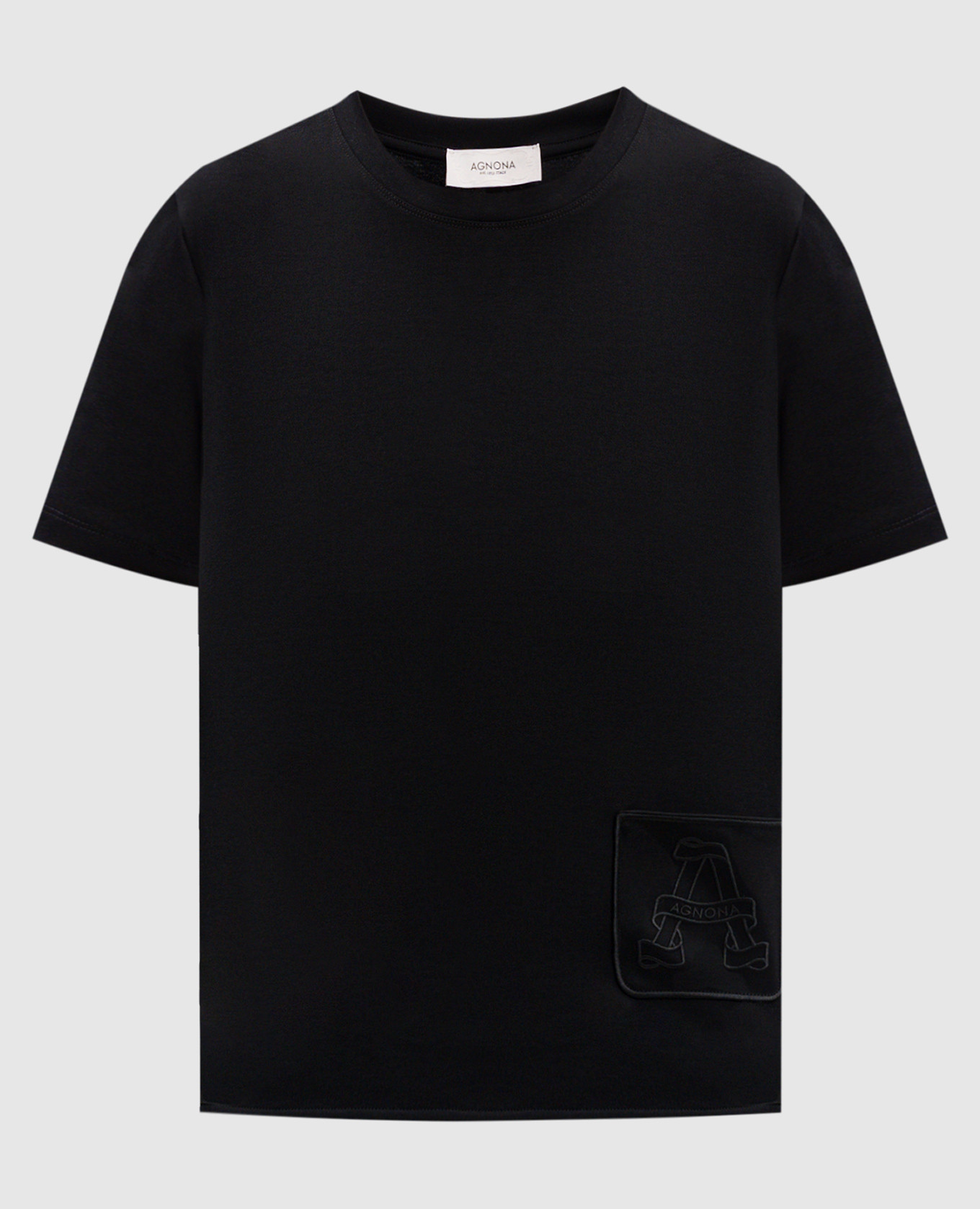 Black t-shirt with logo patch agnona