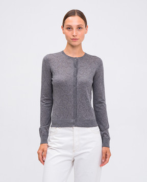 Max Mara VANDEA gray cardigan made of silk and wool VANDEA