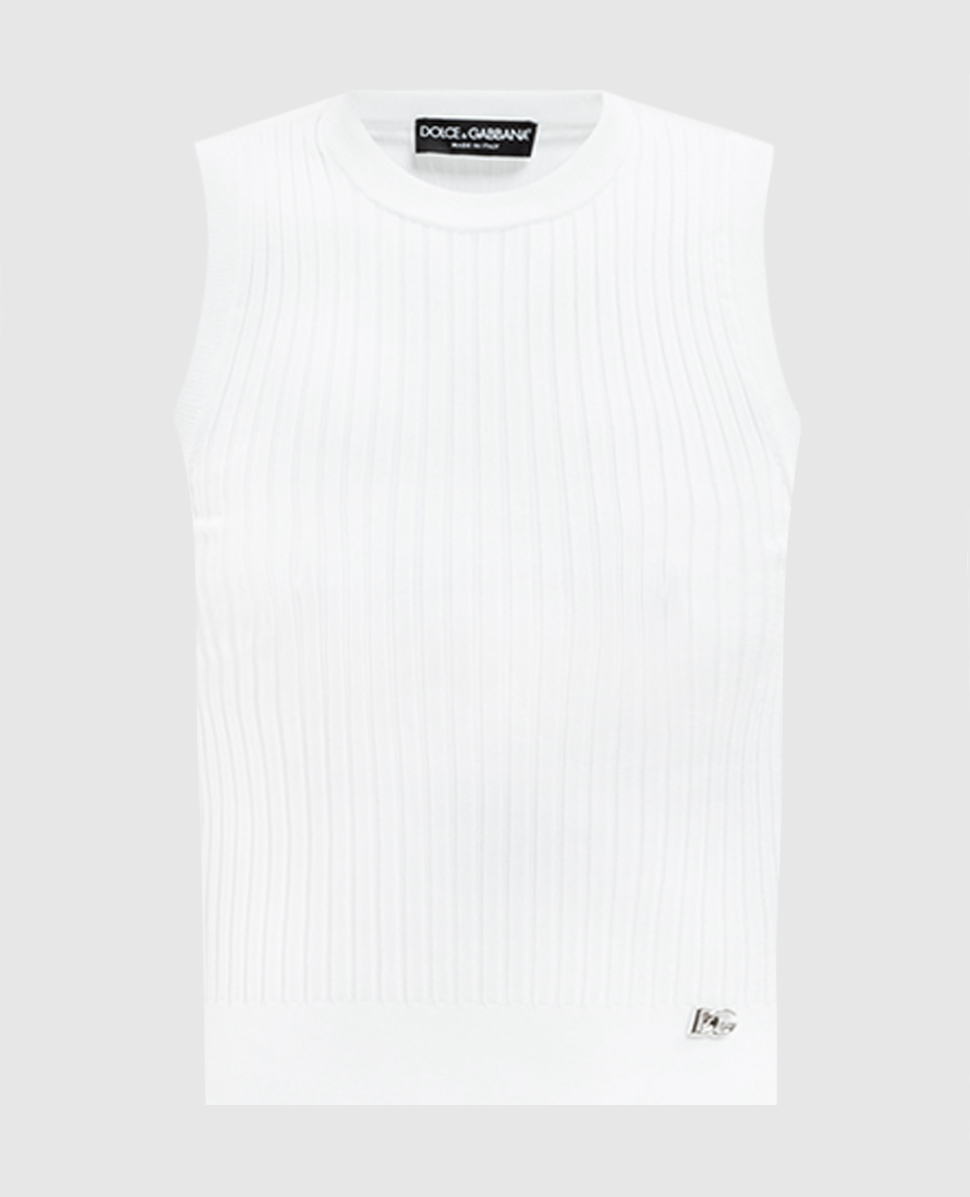 

White ribbed top with metallic DG logo Dolce&Gabbana