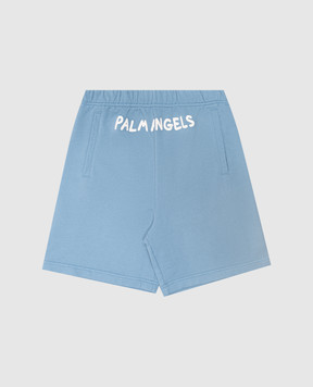 Palm Angels Children's blue shorts with logo print PBCI008S25FLE001412