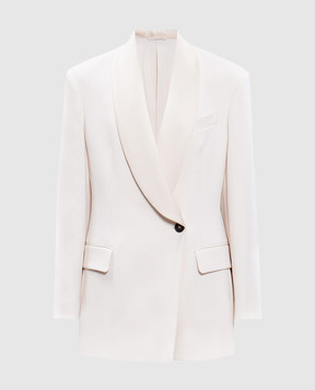 Brunello Cucinelli Beige double-breasted jacket with monil chain MB1177166