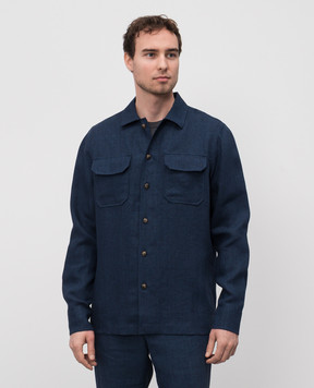CAPOBIANCO Blue linen shirt 18M501LL00