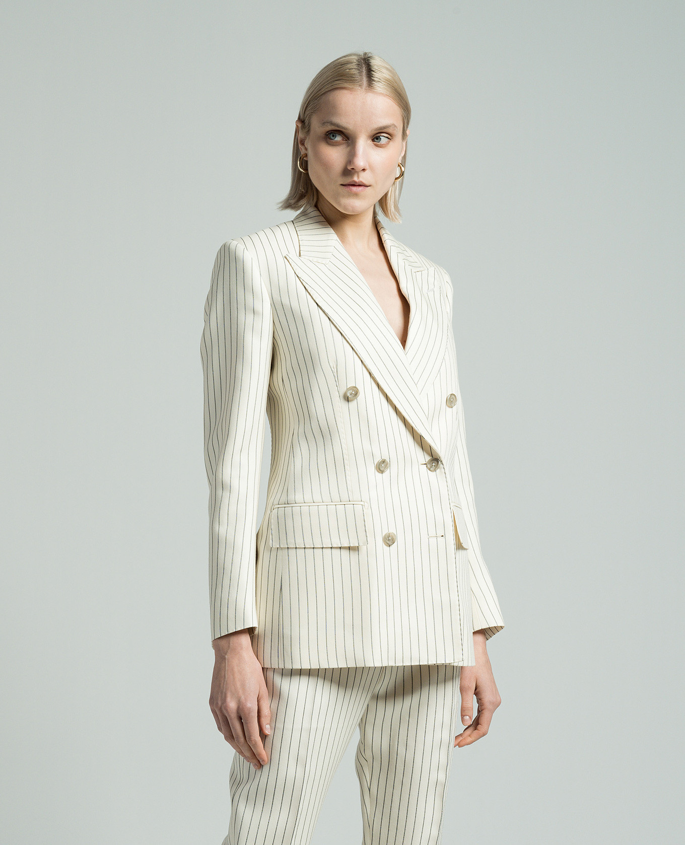 WALLIS double-breasted jacket in striped wool and silk Tom Ford 3