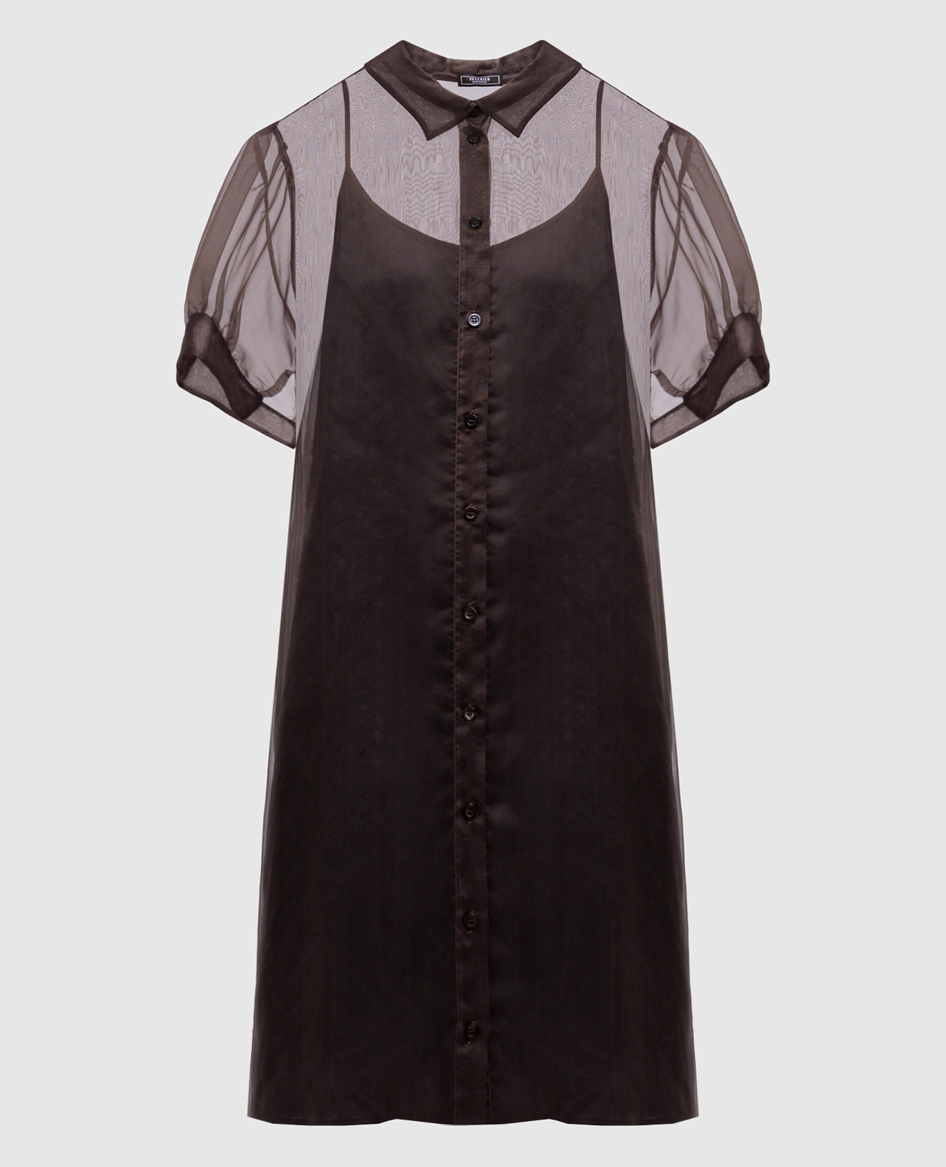 

Brown shirt dress with silk Peserico