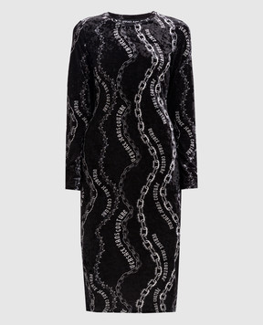 Versace Jeans Couture Black velor dress in Chain Couture print 77HAO9B0JS367