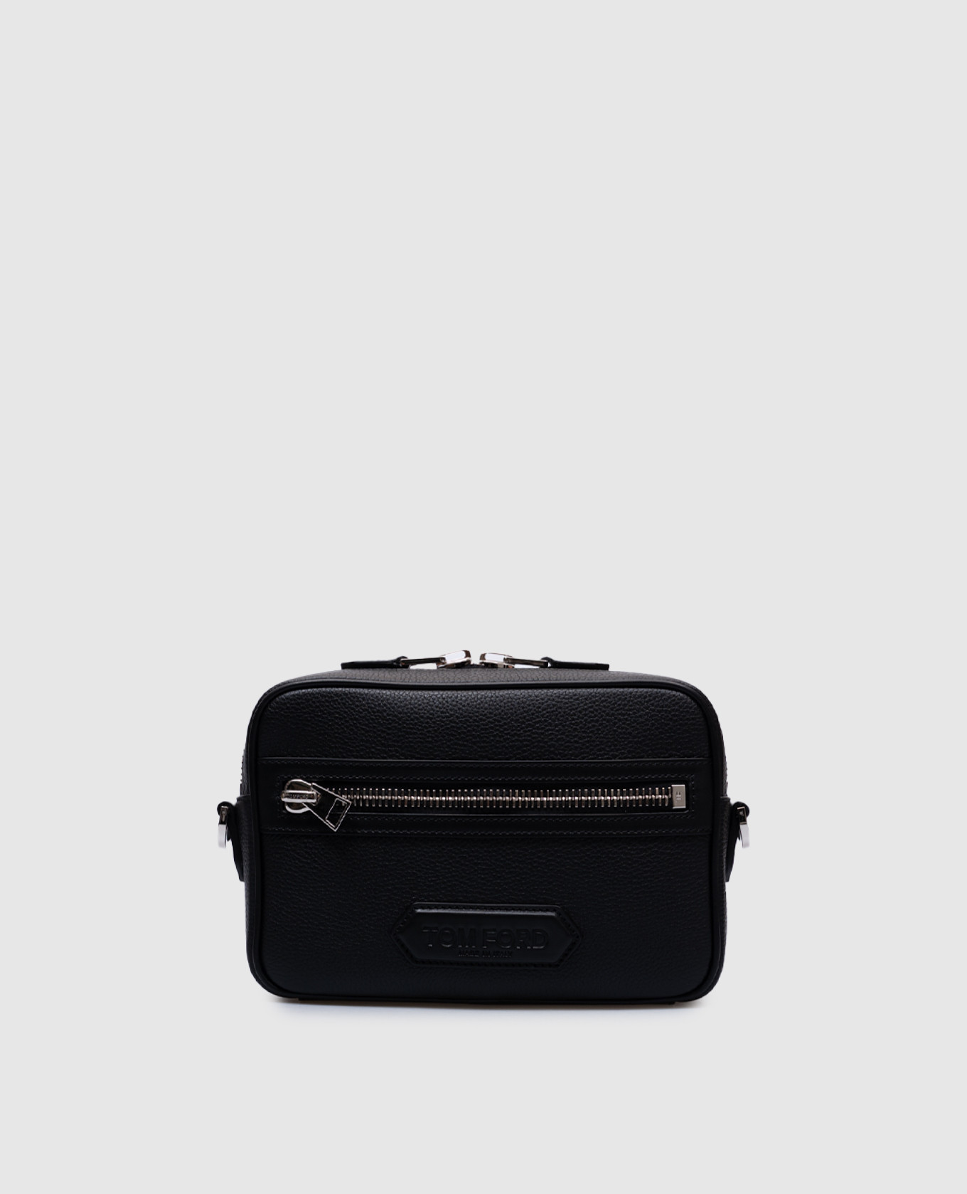 

Black leather bag with logo patch Tom Ford