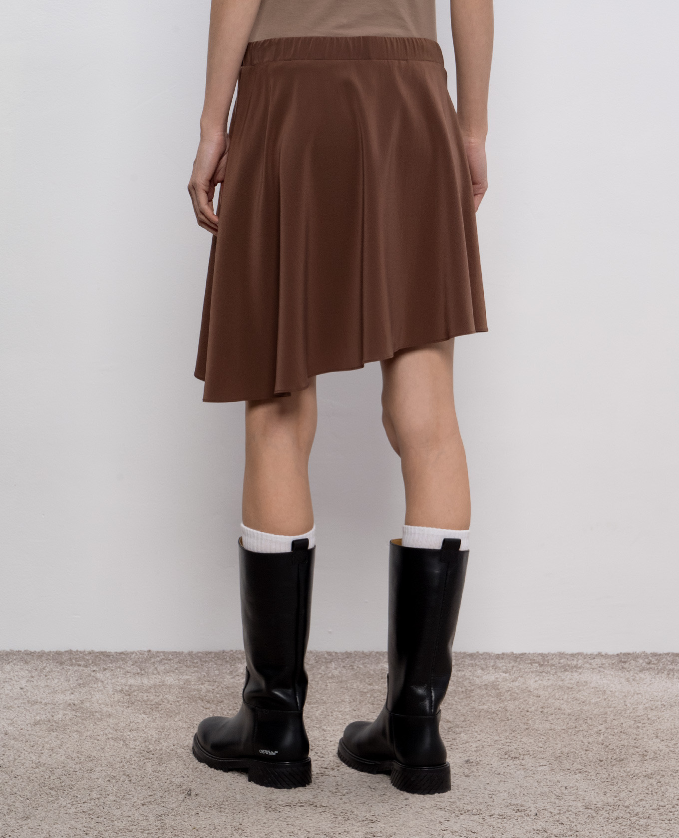 Brown silk mini skirt Brunello Cucinelli 4