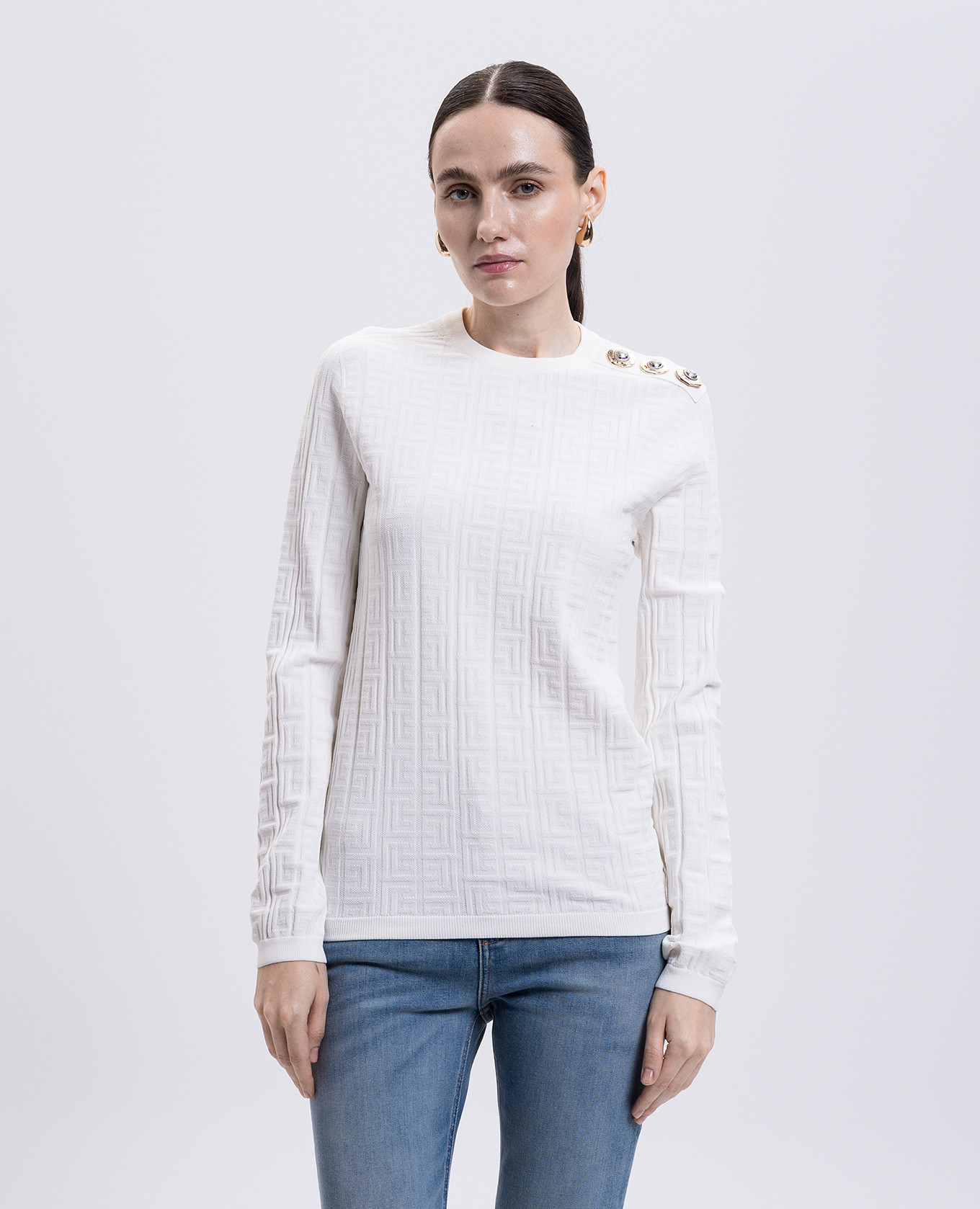

White jumper with crazy pattern Balmain