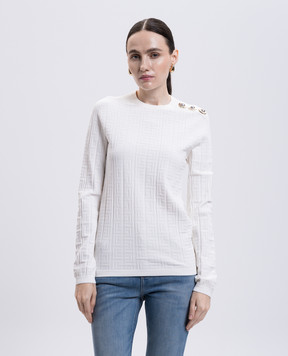 Balmain White jumper with crazy pattern FF1KD090KI63