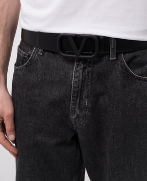 Valentino Black leather belt with VLogo Signature logo 6Y2T0Q87WQG