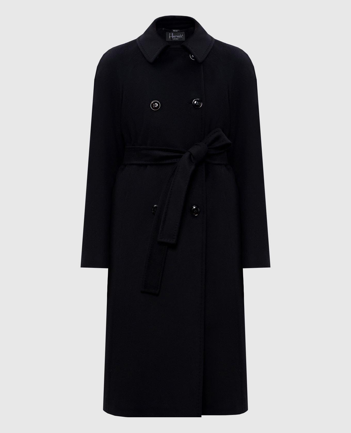 

Black double-breasted wool coat Heresis