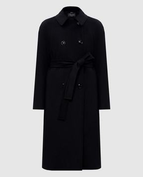 Heresis Black double-breasted wool coat R36110D160