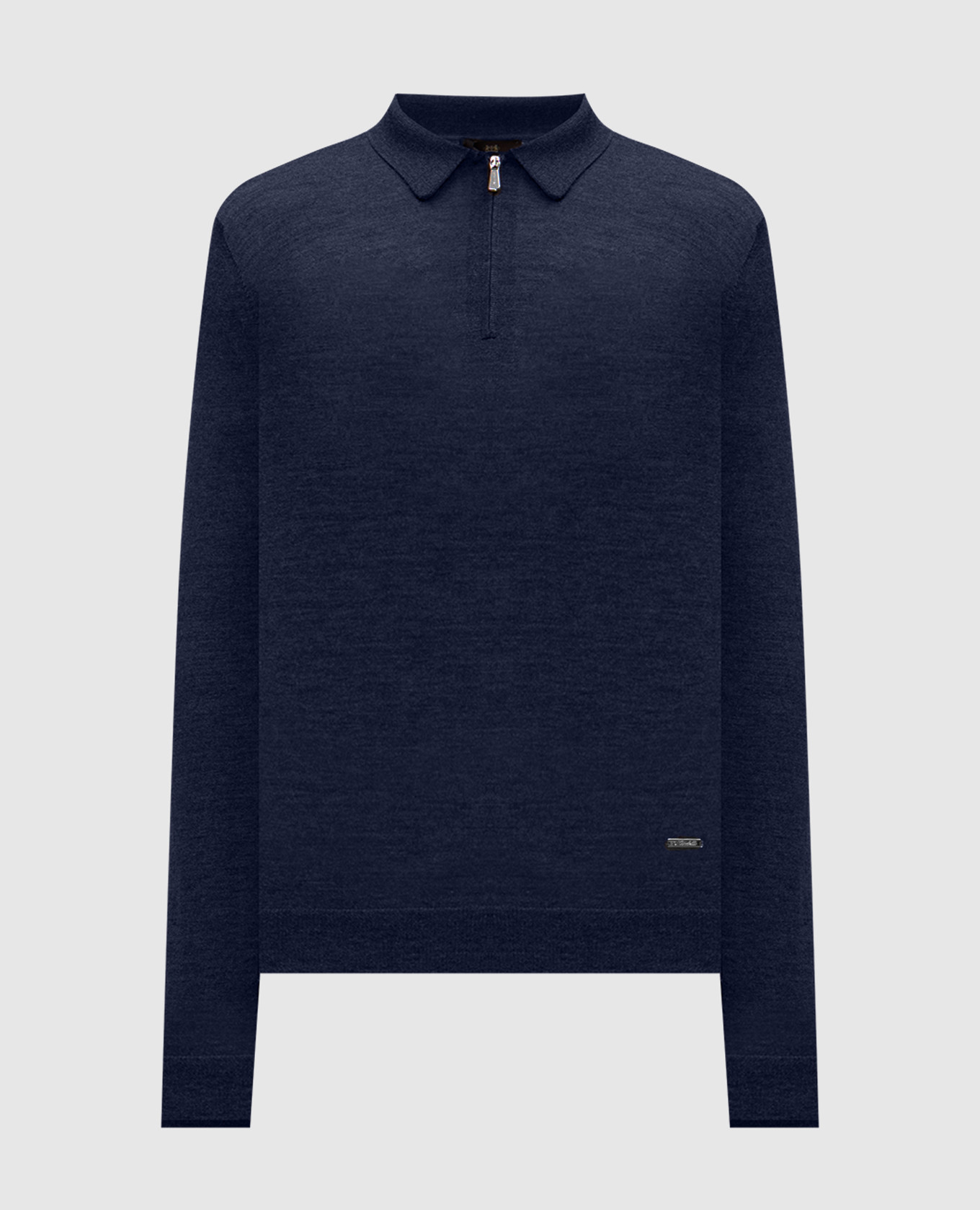 

Blue wool and silk polo with metallic logo Enrico Mandelli