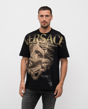 Versace Black t-shirt with logo print 10133021A15086