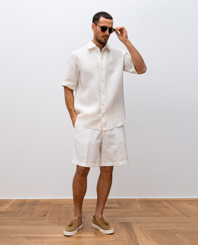 Agnona White linen shirt with logo TD09U5YU3039
