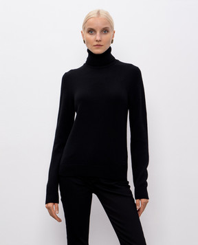 Dolce&Gabbana Black wool sweater with embroidered monogram logo FXW13ZJCVXN