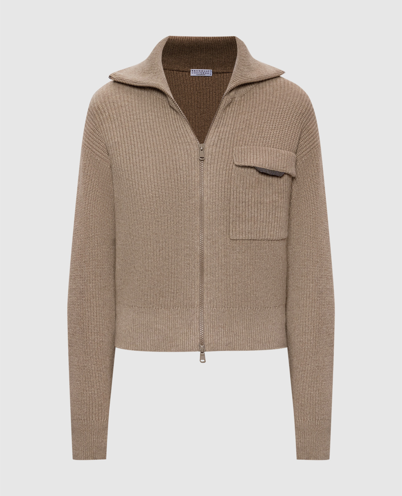 

Brown cashmere cardigan with monil chain Brunello Cucinelli