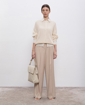 Peserico Beige openwork jumper with sequins S99780F05A9110