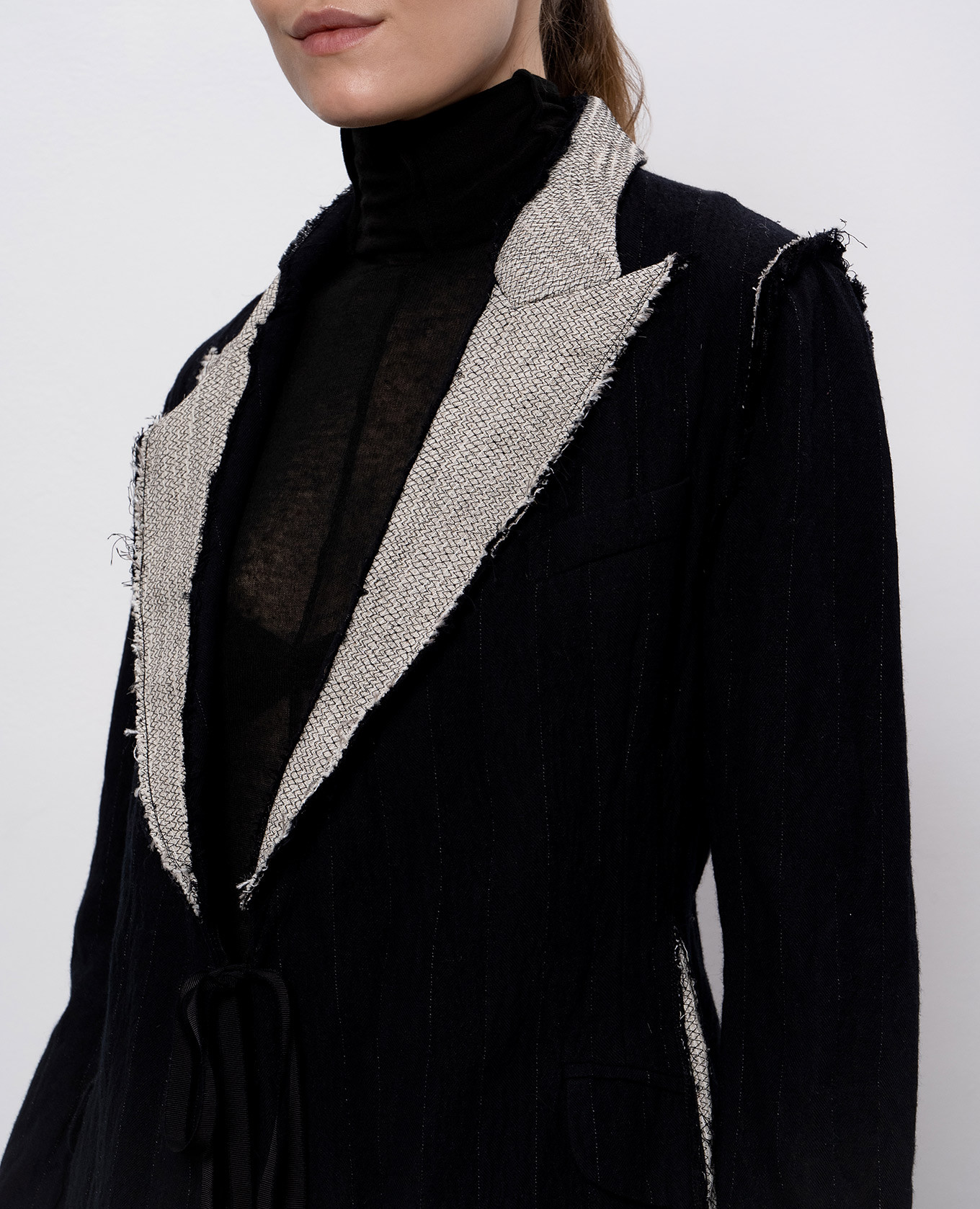 Black wool jacket with contrasting inserts Marc Le Bihan 5