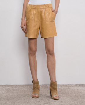 Brunello Cucinelli Beige leather shorts MPB1SP1347y