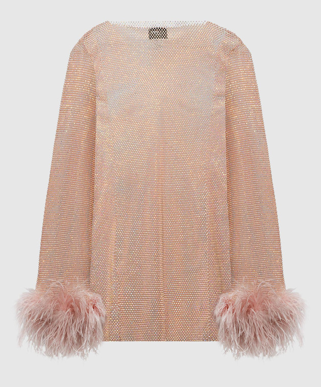 Santa Brands - Pink mini dress with crystals and ostrich feathers  FEATHERSDRESS - shop with Portugal delivery at Symbol