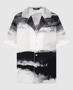 Balmain Gray Moon print shirt with logo EH0HN087VI27