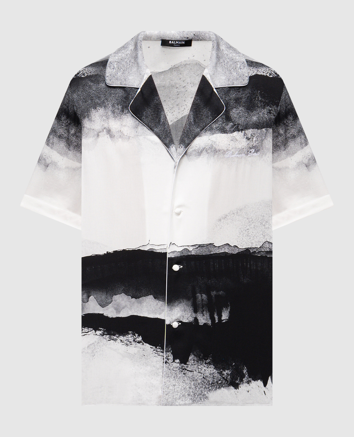 Gray Moon print shirt with logo Balmain