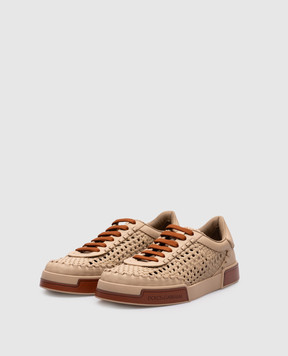 Dolce&Gabbana Beige leather sneakers with weaving A20195A9T93