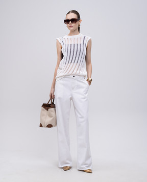 Solotre White top with openwork pattern M3D0026D