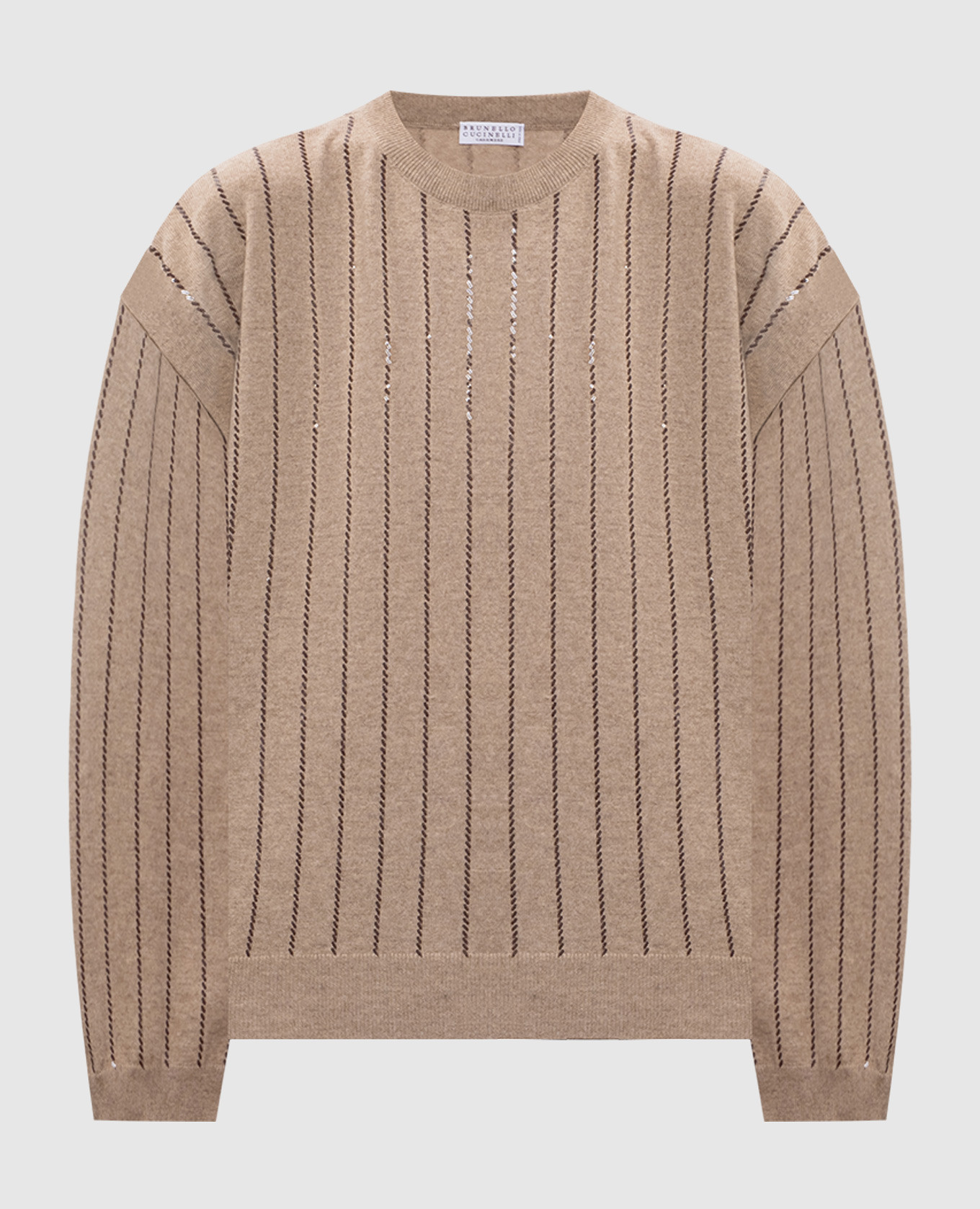 Beige cashmere sweater with sequins Brunello Cucinelli