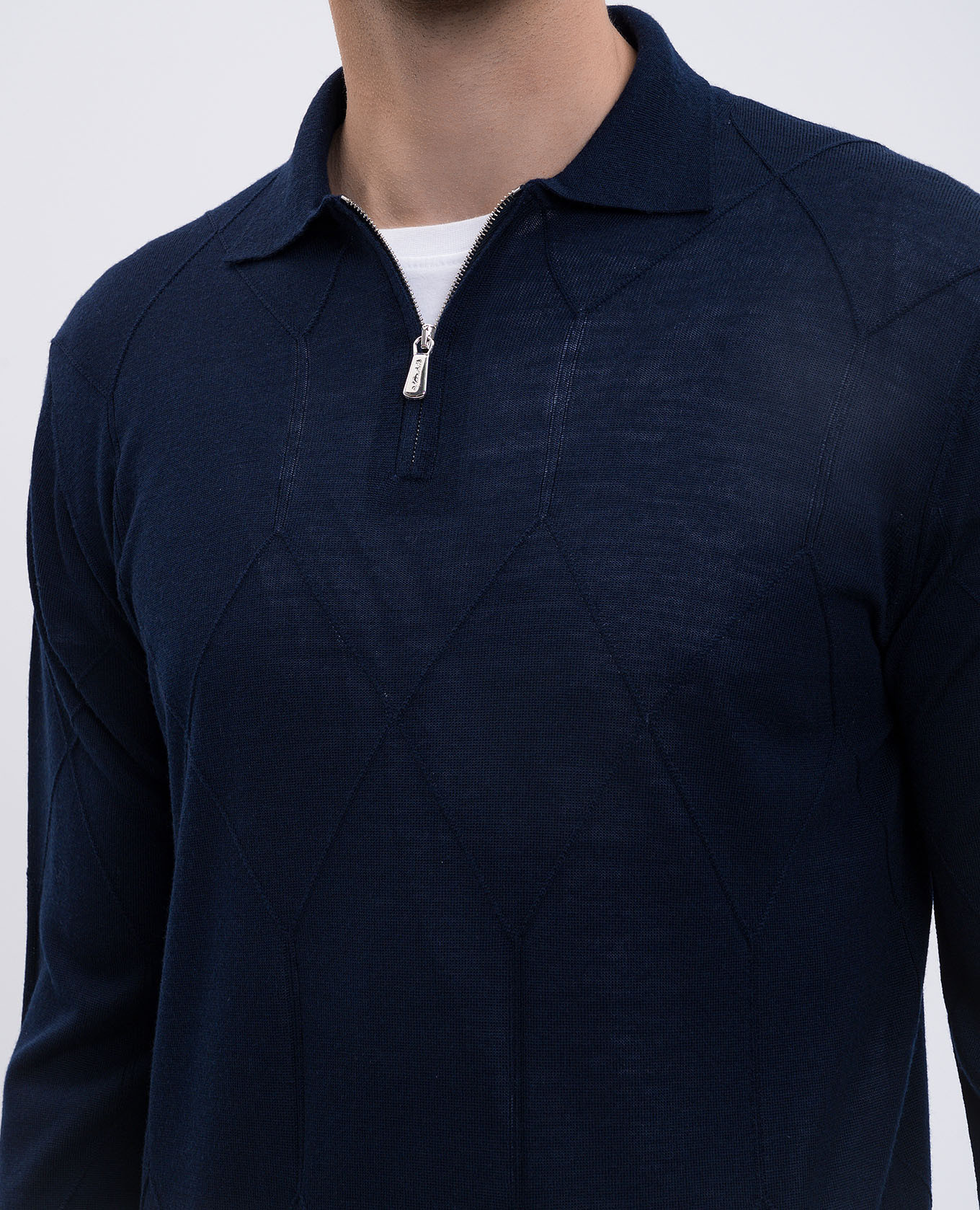 

Blue wool polo shirt with pattern Enrico Mandelli