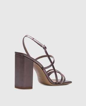 Peserico Gray leather sandals with a monil chain E39691C0RCC523