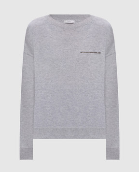 Peserico Gray cashmere jumper with monil chain A99284F12K9010B