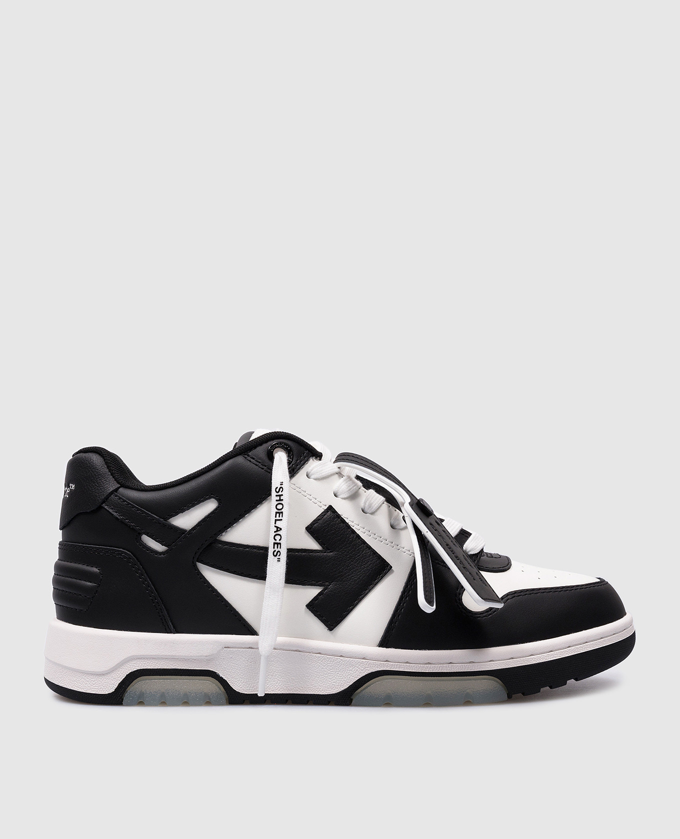 Out of office black leather sneakers with a logo off-white