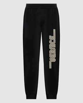 Versace Black joggers with textured logo print 10162821A11444