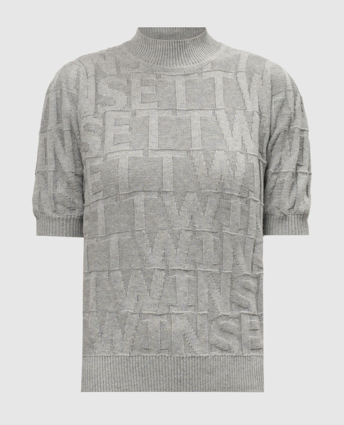 

Gray cashmere top with textured logo pattern Twinset, Серый
