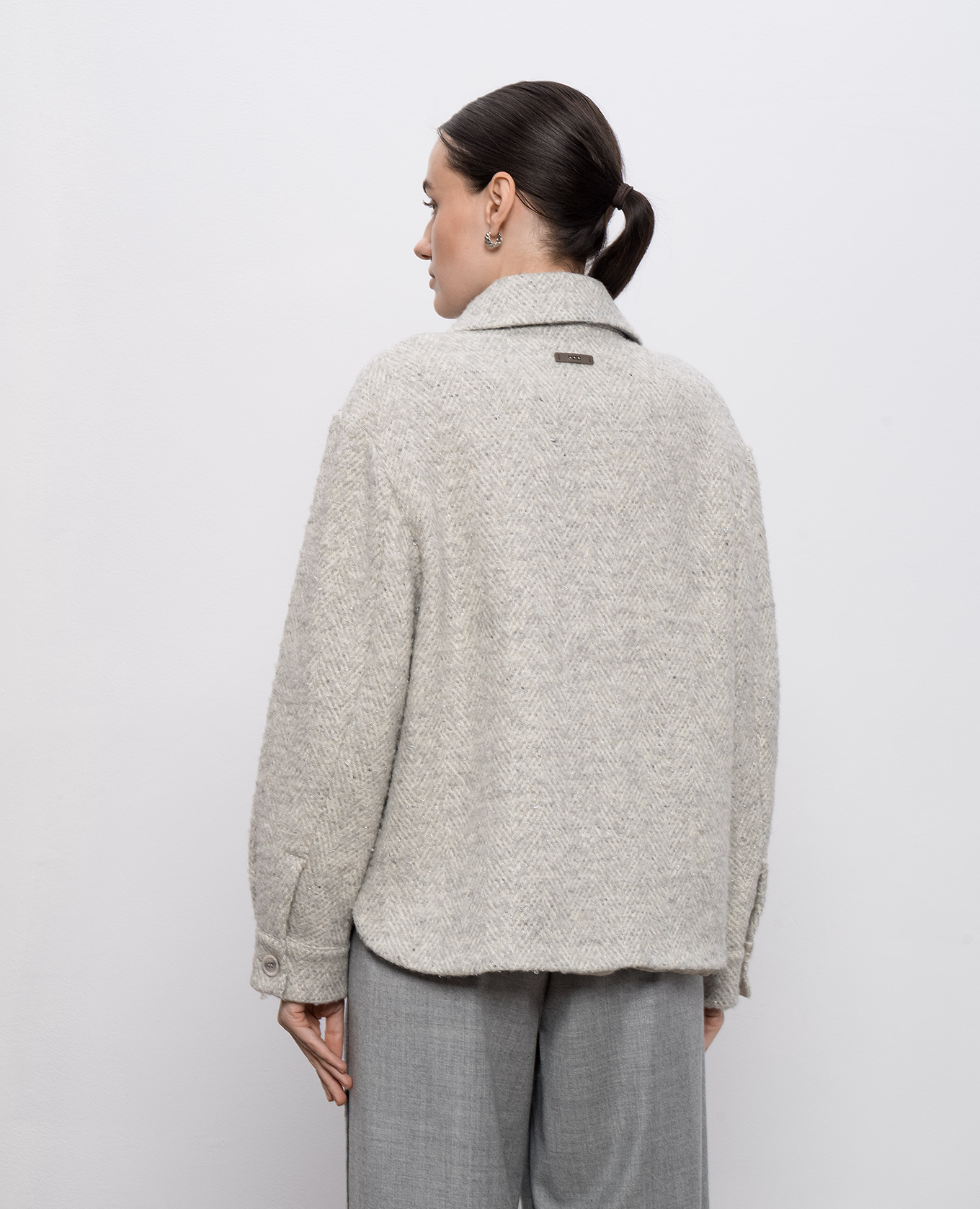 Gray wool coat with a pattern Peserico 4