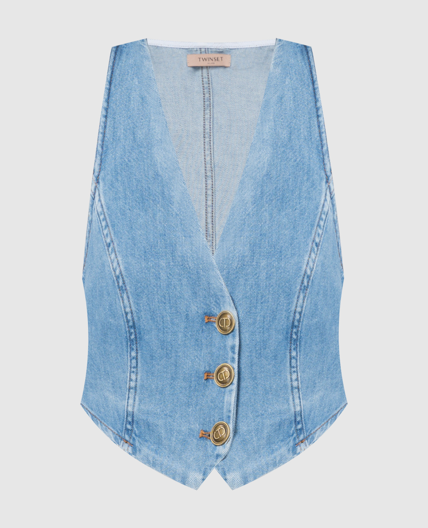 

Blue denim vest with logo Twinset, Light blue