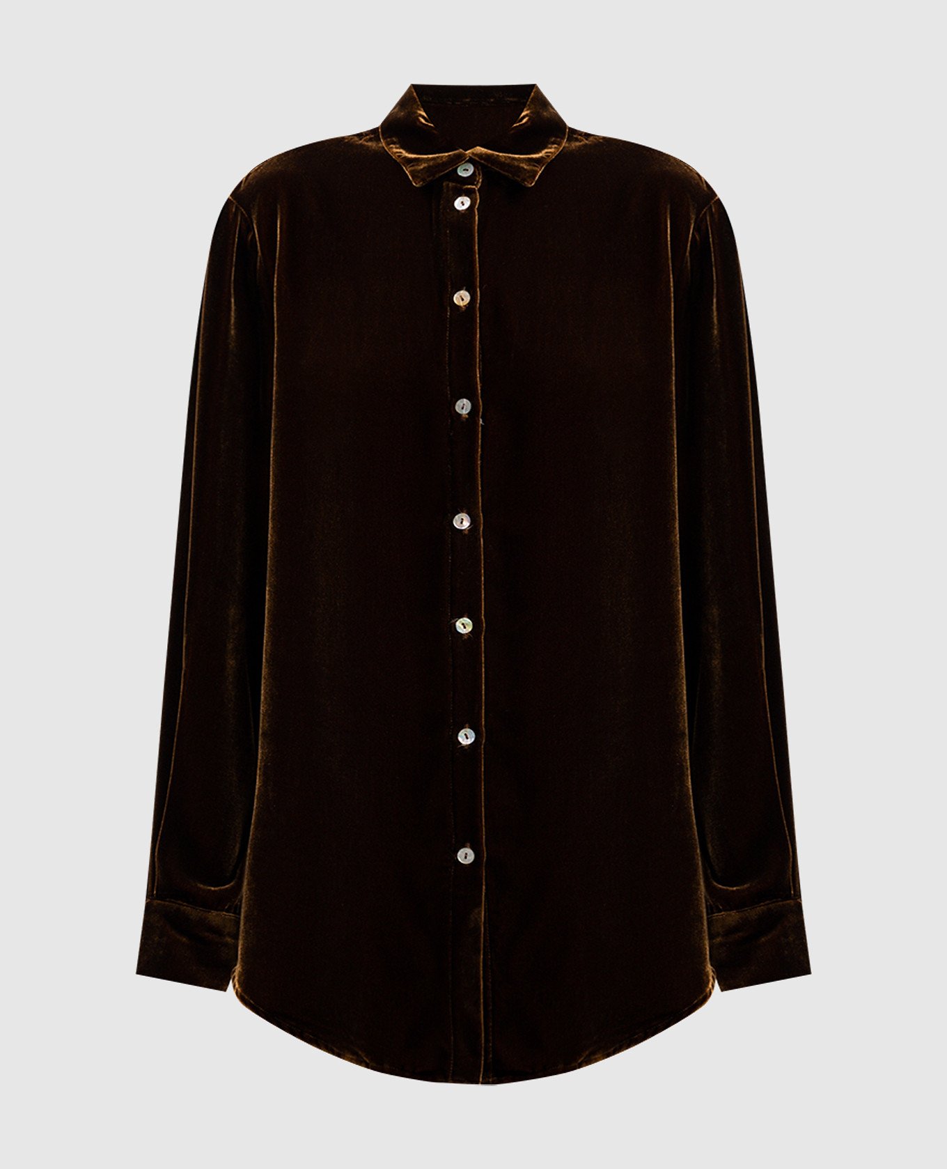 

London brown velvet shirt with silk in pajama style Asceno