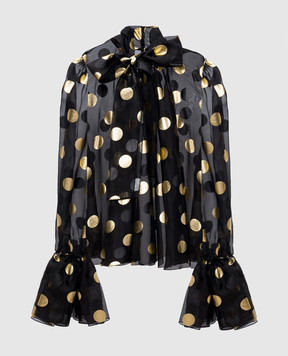 Dolce&Gabbana Black silk blouse with peas F7AI9THS100