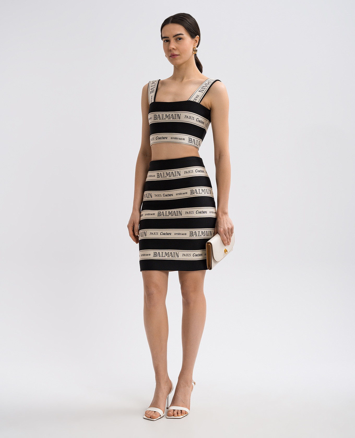 Black mini skirt with logo Balmain 2