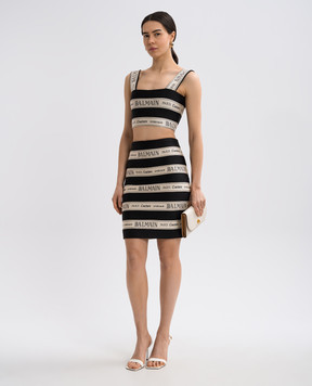 Balmain Black mini skirt with logo EF1LC245JJ95